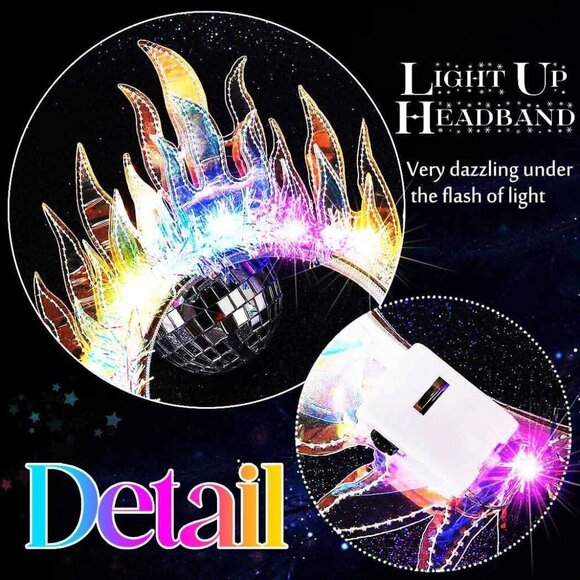 Glow Fire Flame Headband LED Rave Costume Hair Accessories for Women main image 4